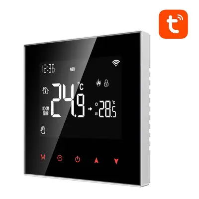 Smart LCD WiFi termostat za električno grijanje 16A TUYA Black Alexa Google Assistant
