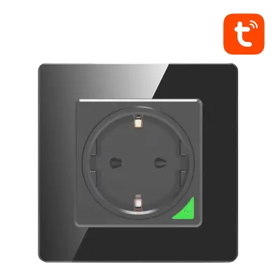 Pametna WiFi zidna utičnica 16A TUYA crna Alexa Google Assistant