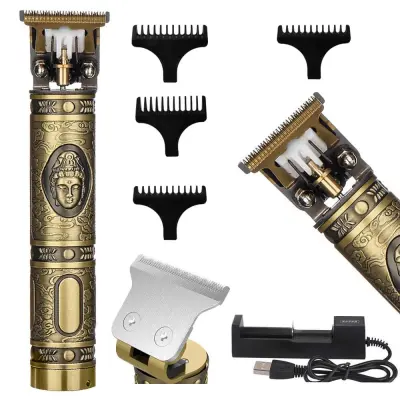 Retro metalni baterijski 1200 mAh brijač i trimer za kosu i bradu – prirezivač, USB