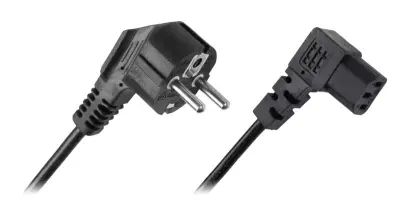 Europski napojni kabel 220V, kutni 3m 90°/90°, za računalo
