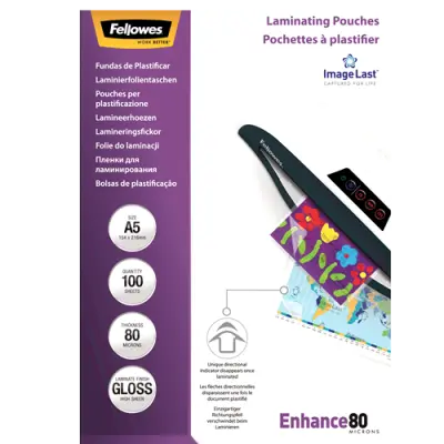 Fellowes A5 folije za laminiranje, 80 µm, 100 komada