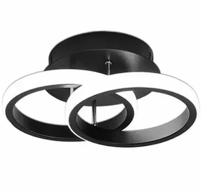 Moderna stropna LED lampa 20W crna 26cm krugovi