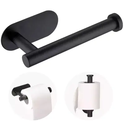 Inox samoljepljivi 3M držač toalet papira 17cm crni