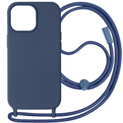 Maska s uzicom za iPhone 15 Pro Max Traka za vrat Corda serija Tamnoplava
