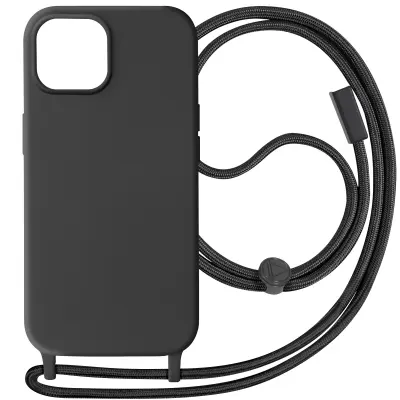 Maska s uzicom za iPhone 15 Traka za vrat 80cm Corda serija Crna