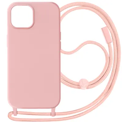 Maska s uzicom za iPhone 15 Plus Traka za vrat Corda serija Ružičasta