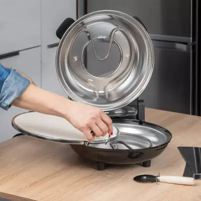 1200W kamena peć za pizzu 32cm do 400°C + 2 rešoa SUPREME