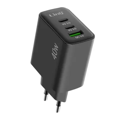 Zidni punjač LinQ 40W - USB QC 3.0 + 2x USB-C Power Delivery