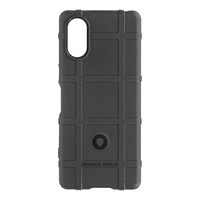 Maska za Sony Xperia 5 V silikon reljefni motiv Rugged Shield crna