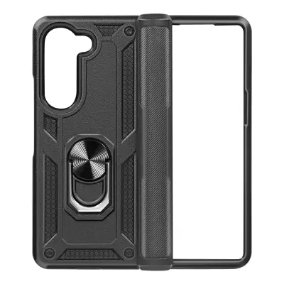 Maska za Samsung Galaxy Z Fold 5 hibridna magnetski prsten stalak crna
