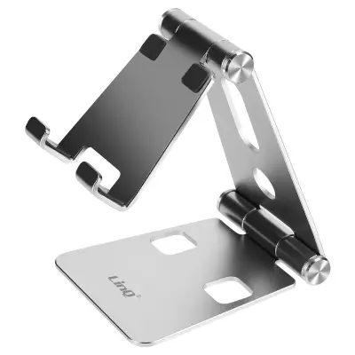 Mini stolni stalak sklopivi srebrni za pametni telefon, LinQ