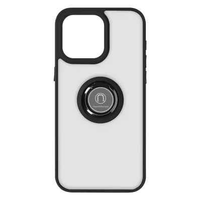 Maska za iPhone 15 Pro hibridna metalni prsten stalak Ringrip crna