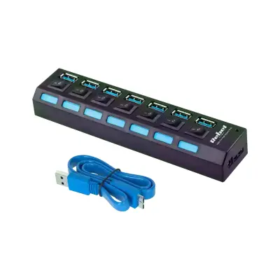 REBEL 7-portni USB hub s prekidačima, 3.0