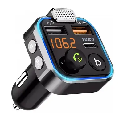 LED 20W auto FM odašiljač MP3 bluetooth 5.0 2x USB 3.0 12-24V