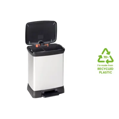Curver Duo Deco 10 L + 18 L kanta za smeće s pedalom, srebrna