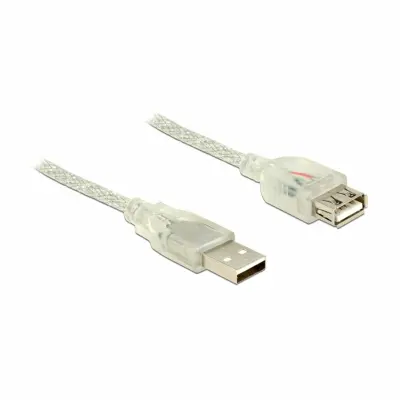 Delock USB A-A produžni kabel, 5 m, dvostruko oklopljen, proziran 83885