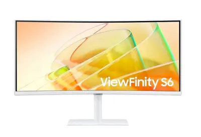 Monitor 34" Samsung ViewFinity S6 S65TC, LS34C650TAUXEN, VA, UWQHD, USB-C, Thunderbolt, zakrivljen, zvučnici, bijeli
