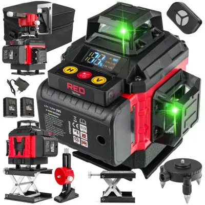 Aku. LCD 4D 16 linija zelena konstrukcija laserska libela 2x 3500mAh + daljinski