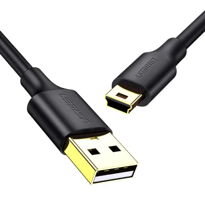 5-pin USB kabel s pozlaćenim kontaktima na mini USB, 0,25 m, crni