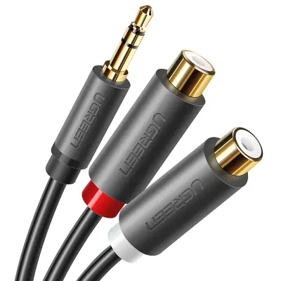 Audio adapter kabel 3,5 mm muški - 2x RCA ženski, 0,25 m, sivi