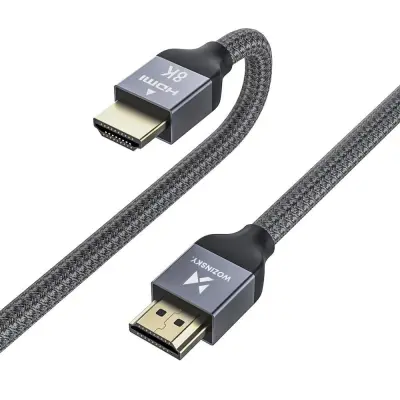 Čvrsti, izdržljivi HDMI 2.1 8K/4K/2K pleteni kabel 2 m - srebrni