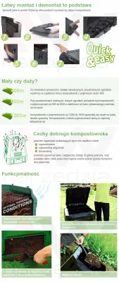 Prosperplast kompostna jedinica 380L, crna, 82 x 72 x 72 cm