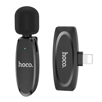 Hoco bežični mikrofon za pametne telefone, Lightning 8-pin, za vlogove, TikTok, Facebook, YouTube L15 crni