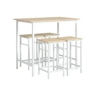 Bar Set sa Stolom i 4 Stolice, Bijela Prirodna, 100x60x87cm, OGT11-WN