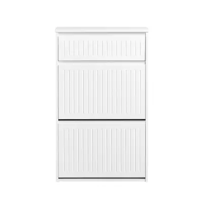 Ormarić za Cipele s Preklopnim Vratima i Klupom, Bijela, 61x26x101cm, FSR165-W