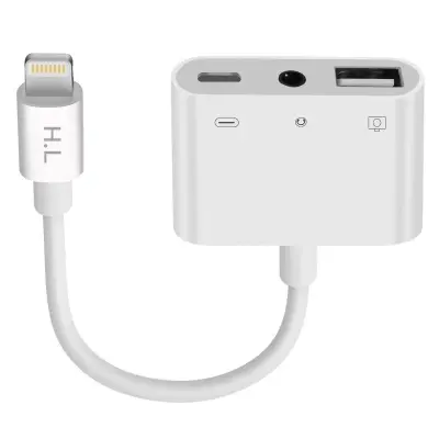 Adapter iPhone / iPad Lightning na USB i Jack 3.5mm i Lightning Bijeli
