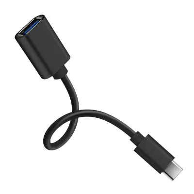 Adapter USB ženski na USB-C muški Glatka veza Kompaktan Crni