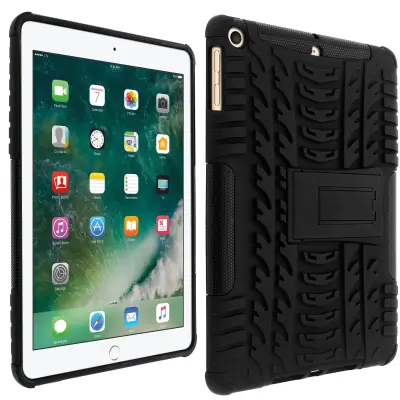 Maska iPad 5 / 6 / Air / 2018 Antišok ojačana + Ugrađeni stalak Crna