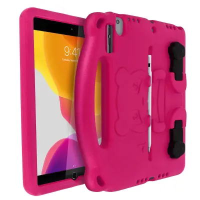 Maska iPad 9/8/7 Dječja Panda Stalak Ružičasta