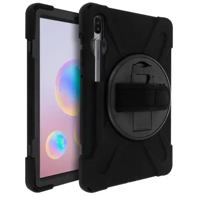Maska Galaxy Tab S6 10.5 Hibridna Rotirajuća ručka Stalak Crna