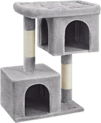 Mačje drvo, mačji toranj 101 cm, XL, Cat Condo za vrlo velike mačke do 20 kg, velika mačka, 2 mačje šupljine, prostor za grebanje, svijetlo siva PCT61