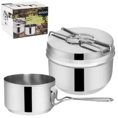 Turistička 3-dijelna inox lunch box posuda za hranu i kuhanje 1500ml