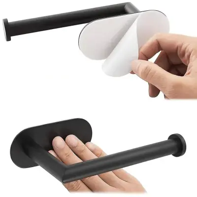 Inox samoljepljivi držač za toaletni papir 15 cm crni