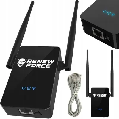 Bežični WIFI repetitor usmjerivač pojačivač signala 300Mb/s WPS 2x 5dBi crni