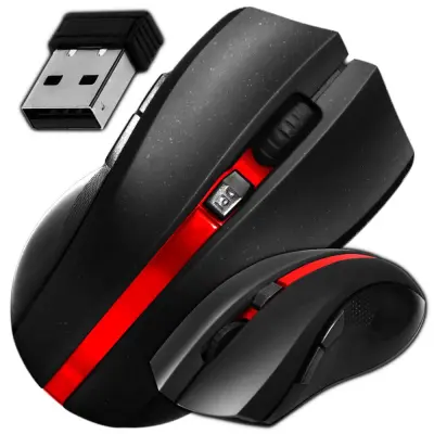 Bežična baterija. 350mAh optički USB miš za igranje 1600DPI LED crni