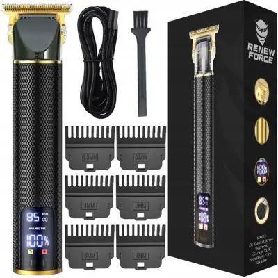 Brijač i trimer za kosu i bradu inox akumulatorski 1300 mAh LCD, USB crni