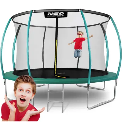 Profilirana vrtna trampolina 14 ft/435 cm s neo-sport unutarnjim mrežama
