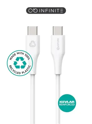 eSTUFF INFINITE USB-C na USB-C kabel 1m, bijeli, 60W, 480Mbps, reciklirana plastika