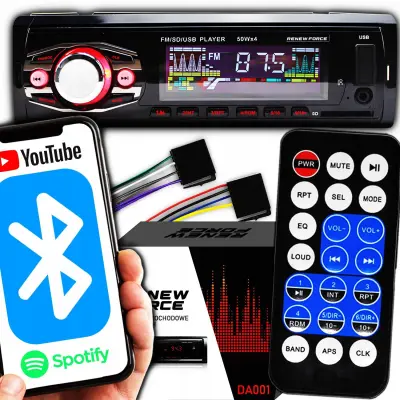 1DIN 12V LCD FM auto radio 4x50W USB Bluetooth SD + daljinski RENEW FORCE