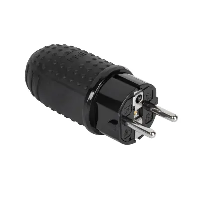 Univerzalni utikač Schuko puna guma IP44 16A 250V crni