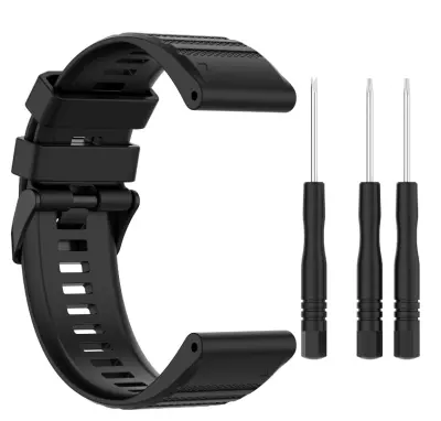 Remen za sat kompatibilan s Garmin Fenix 7/6/5 Silikonski Crni 4-dijelni Crna