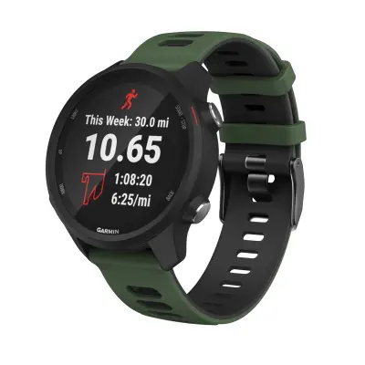 Kompatibilna narukvica za Garmin Forerunner 245 od silikona, vojno zelena Zelena