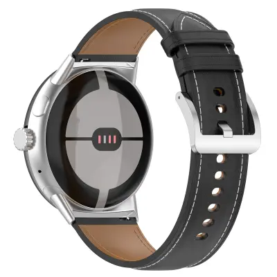 Remen za sat od prave kože 20 mm kompatibilan s Google Pixel Watch 1/2 Crna