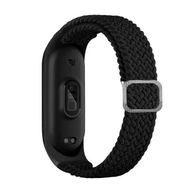Narukvica za sat Najlon kompatibilna sa Xiaomi Mi Band 3/4/5/6/7/NFC Crna