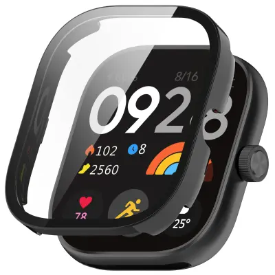 Smartwatch Full Coverage PC Protective Case Compatible with Redmi Watch 4, With Tempered Glass Screen Protector Crna
