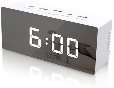 Digitalna LED budilica sa zrcalnom površinom Bijela Bijela
